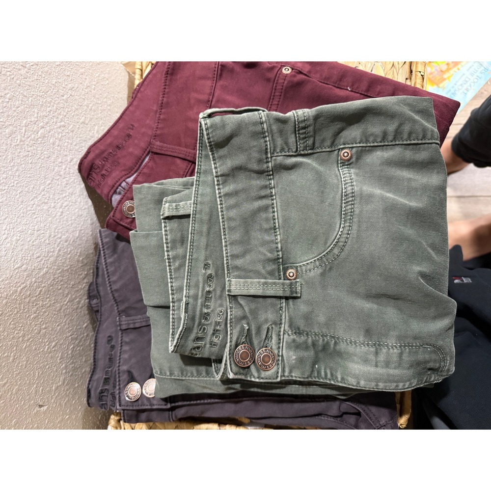 Dark Academia Lumberjack High Rise Skinny Jeans Burgundy Green and Purple Size M